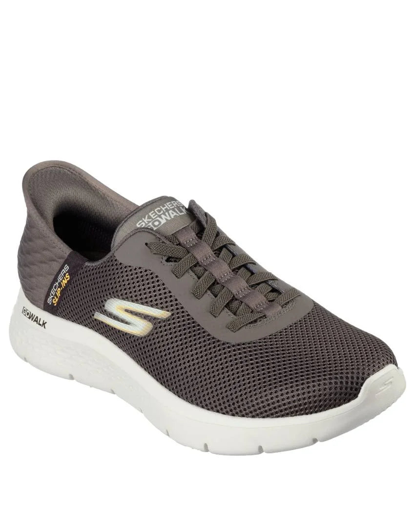 SKECHERS MENS GO WALK FLEX HANDS UP - BROWN