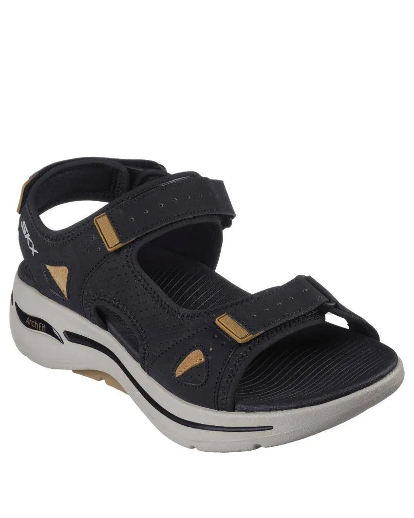 SKECHERS MENS GO WALK ARCH FIT SANDAL MISSION II - BLACK/BROWN