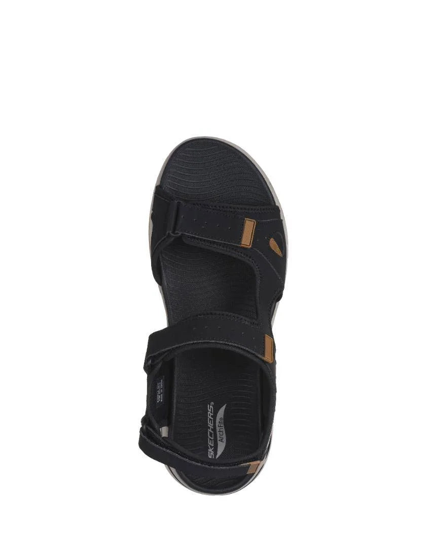 SKECHERS MENS GO WALK ARCH FIT SANDAL MISSION II - BLACK/BROWN