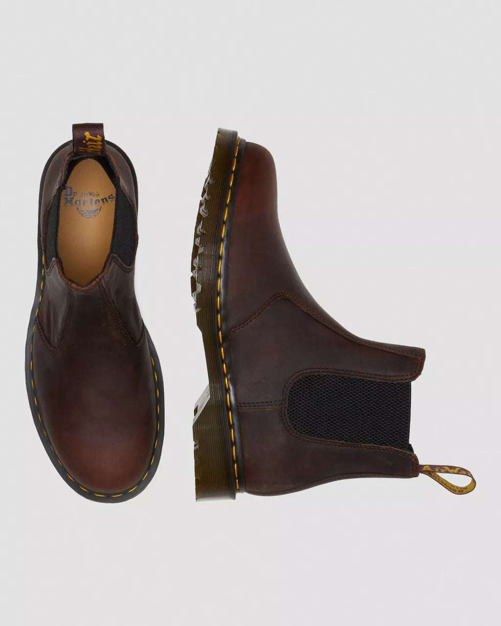 DR MARTENS 2976 WAXED FULL GRAIN LEATHER CHELSEA BOOTS - CHESTNUT BROWN