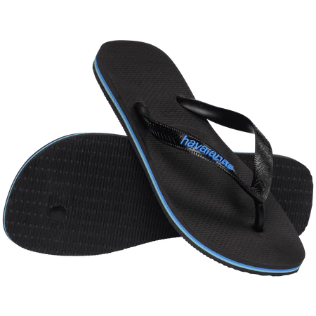 HAVAIANAS LOGO FILETE JANDAL - BLACK/LIGHT BLUE