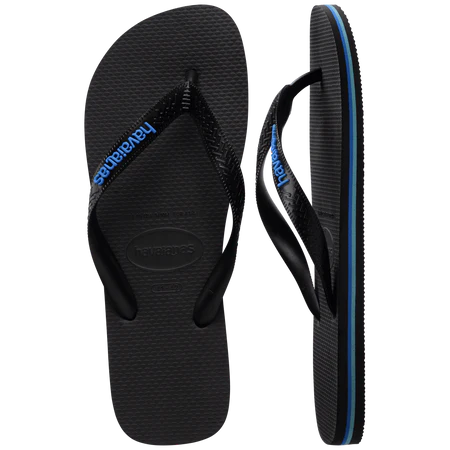 HAVAIANAS LOGO FILETE JANDAL - BLACK/LIGHT BLUE
