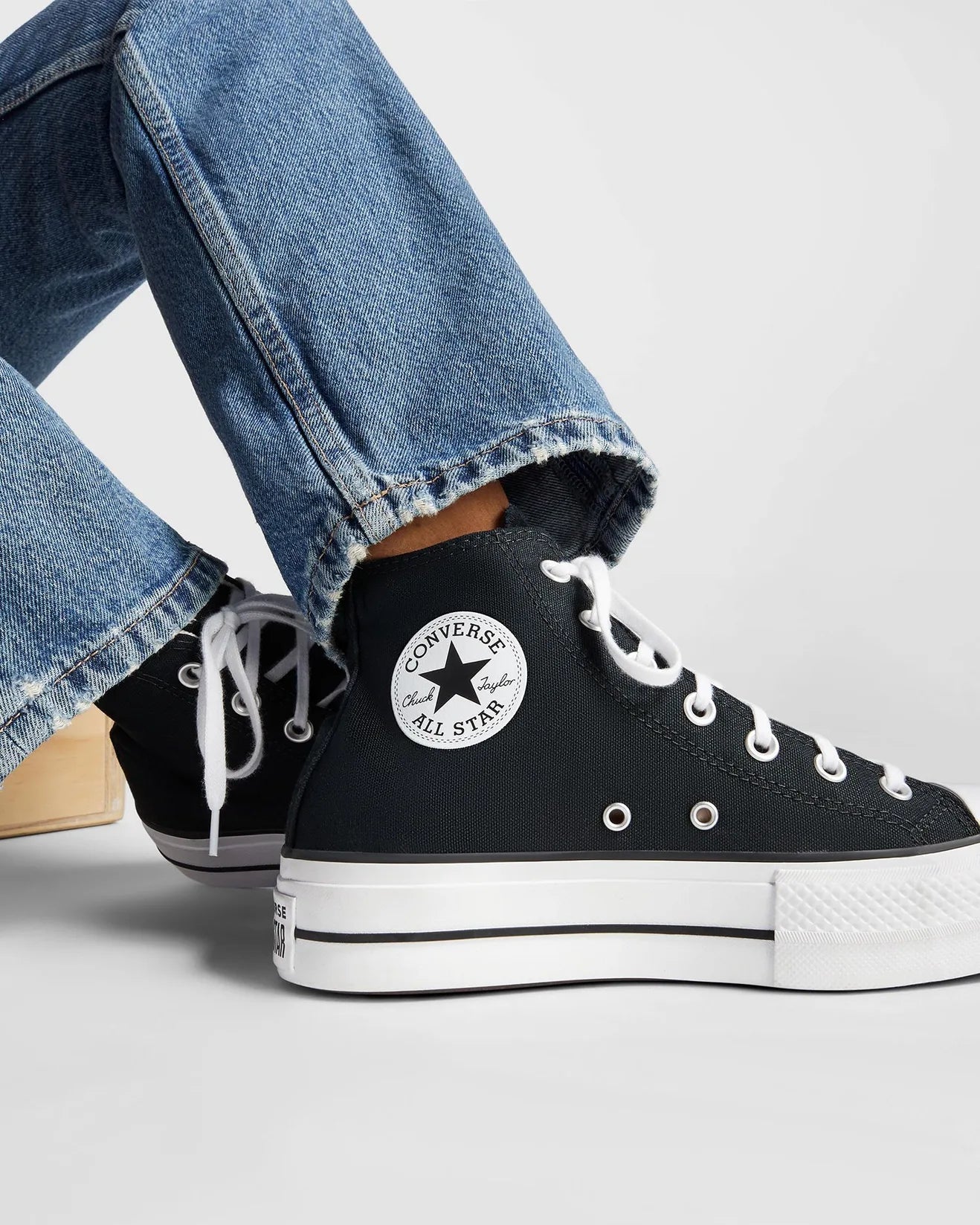 CONVERSE Womens Converse Chuck Taylor All Star Canvas Lift High Top - BLACK/WHITE/WHITE