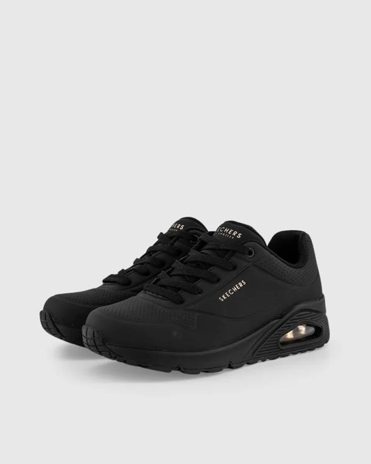 SKECHERS WOMENS UNO STAND ON AIR WIDE FIT - BLACK