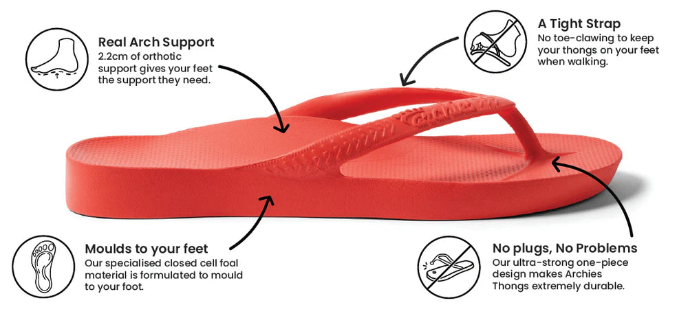 ARCHIES ARCH SUPPORT JANDALS - CORAL