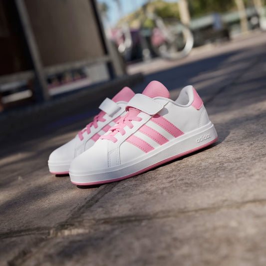ADIDAS KIDS GRAND COURT 2.0 ELASTIC LACE - Cloud White / Bliss Pink / Core Black