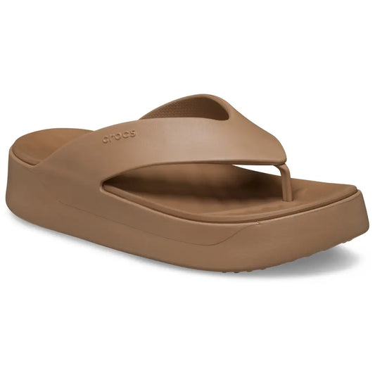 CROCS WOMENS GETAWAY PLATFORM FLIP - MILK CHOCOLATE