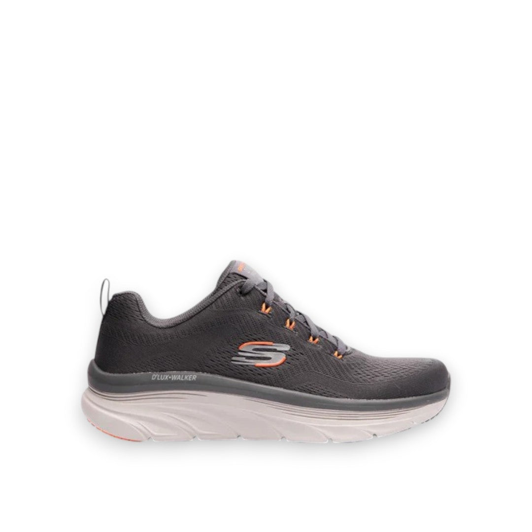SKECHERS MENS D'LUX WALKER MEERNO - CHARCOAL/ORANGE
