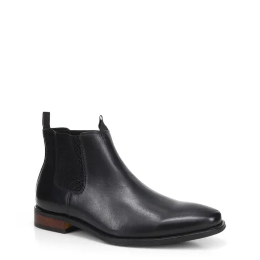 HUSH PUPPIES WISCONSIN - BLACK BURNISH/BROWN HEEL