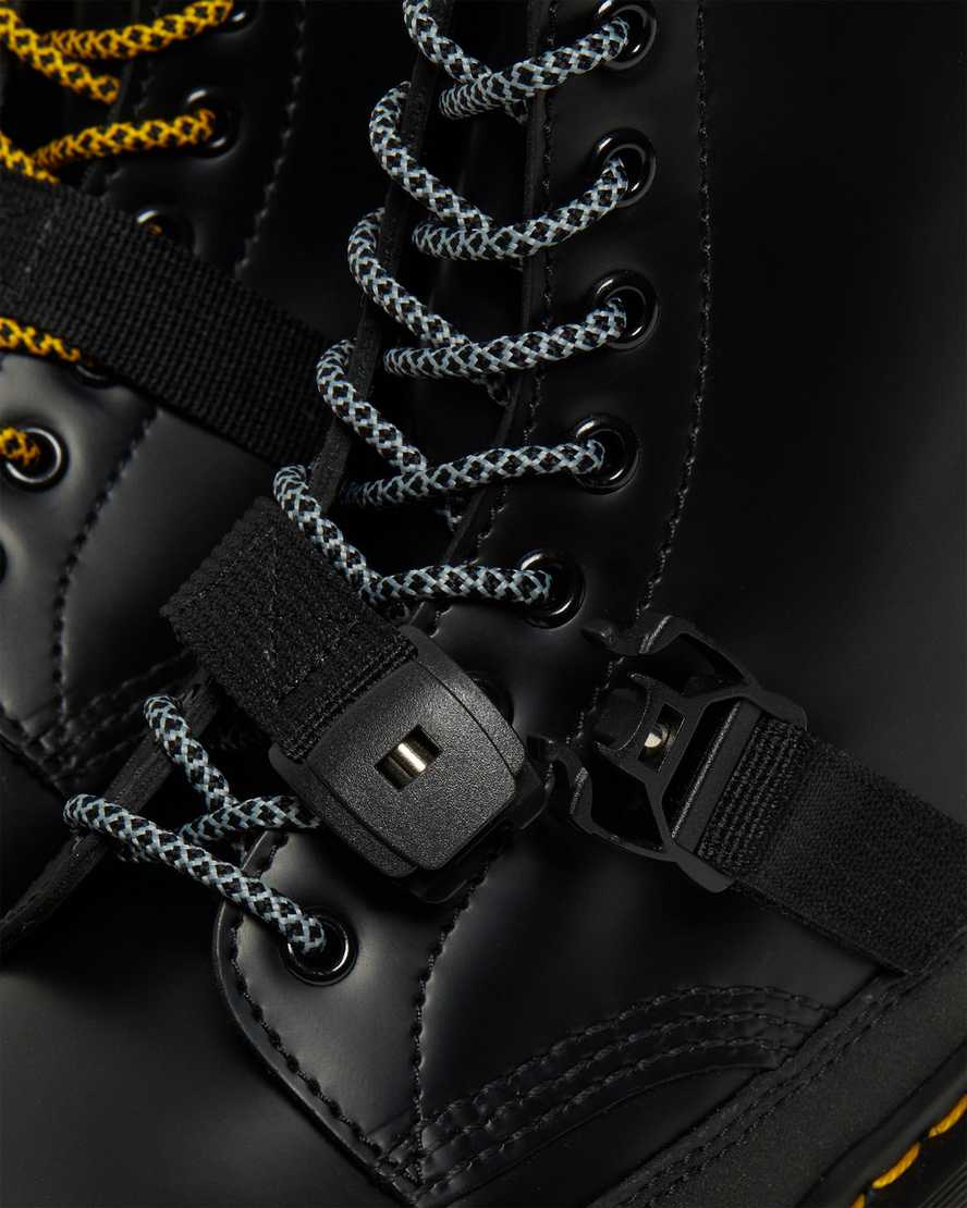 DR MARTENS 1460 BEX TECH MADE IN ENGLAND LEATHER LACE UP BOOTS - BLACK SMOOTH+DUAL ORIGINAL