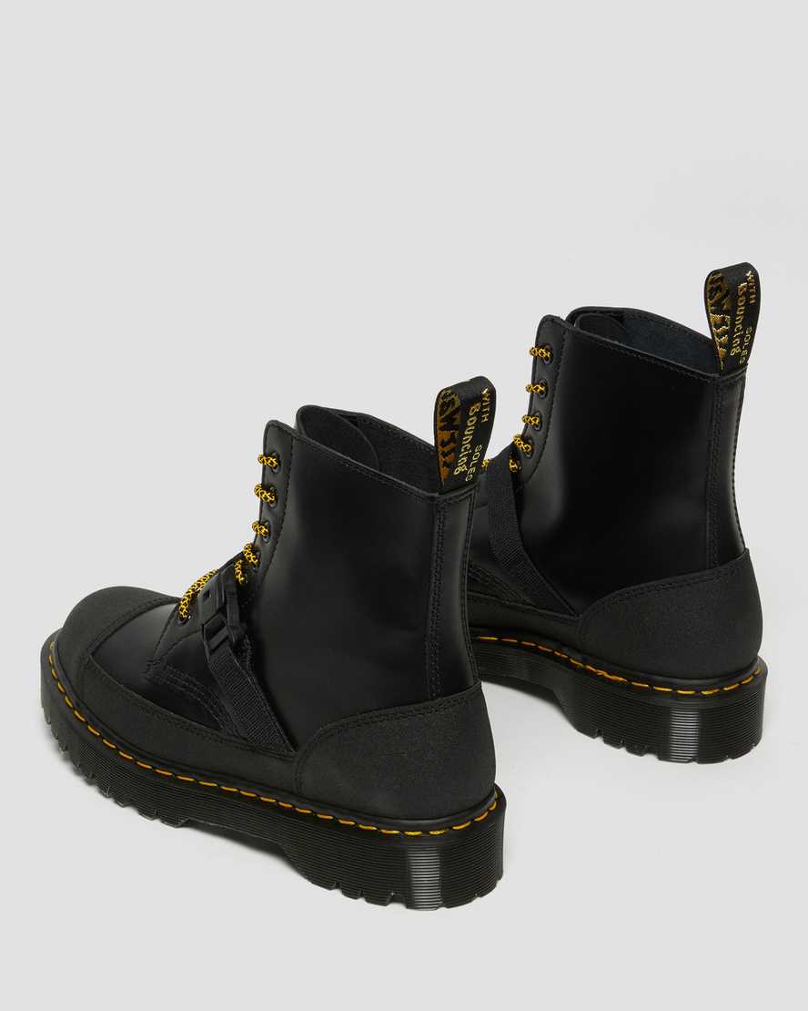 DR MARTENS 1460 BEX TECH MADE IN ENGLAND LEATHER LACE UP BOOTS - BLACK SMOOTH+DUAL ORIGINAL