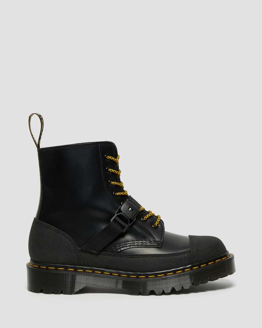 DR MARTENS 1460 BEX TECH MADE IN ENGLAND LEATHER LACE UP BOOTS - BLACK SMOOTH+DUAL ORIGINAL