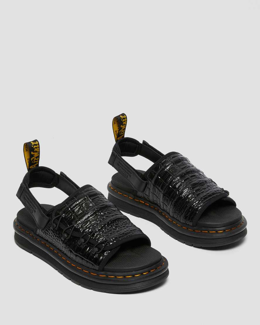 DR MARTENS MURA SUICOKE CROCO LEATHER SANDALS - BLACK NEW VIBRANCE CROCO
