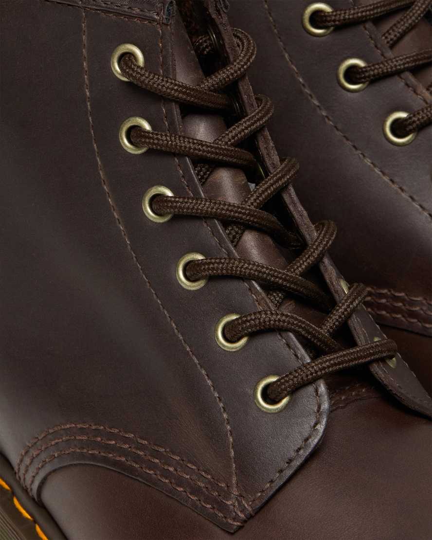 DR MARTENS 101 CRAZY HORSE LEATHER ANKLE BOOTS - DARK BROWN