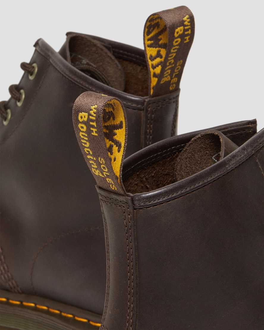 DR MARTENS 101 CRAZY HORSE LEATHER ANKLE BOOTS - DARK BROWN