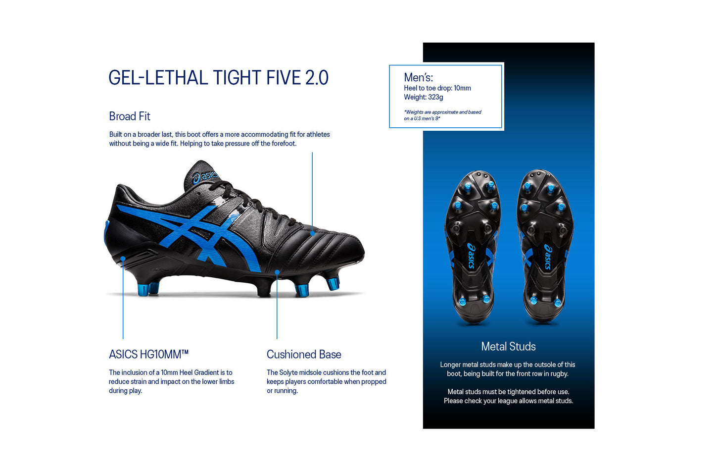 ASICS GEL-LETHAL TIGHT FIVE - Black/Electric Blue