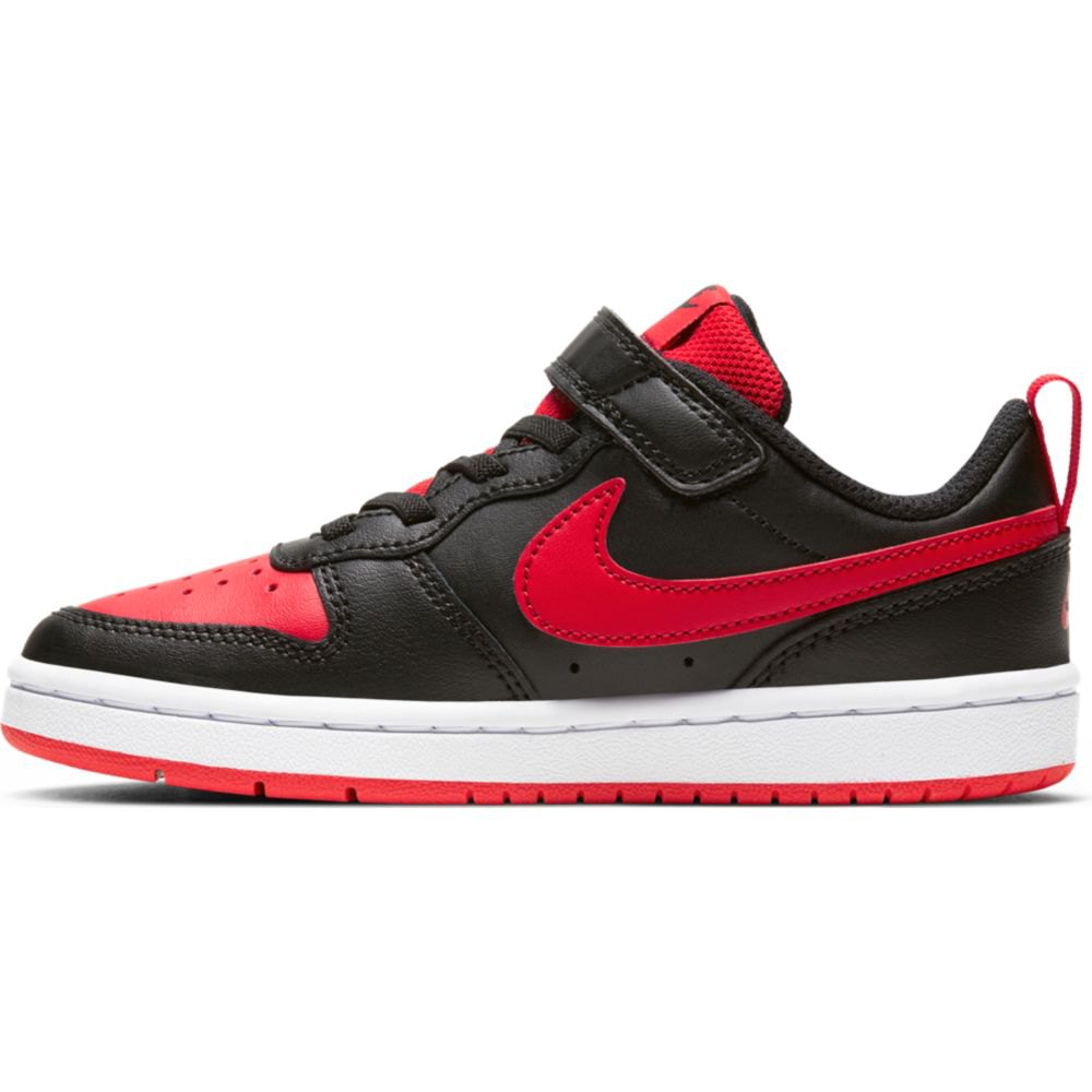 NIKE KIDS COURT BOROUGH LOW 2 (PSV) - BLACK/UNIVERSITY RED-WHITE