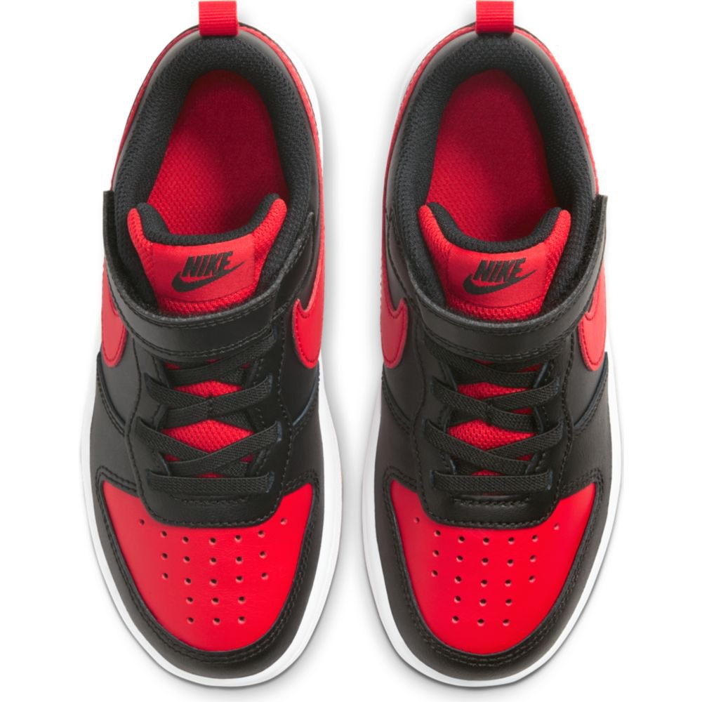 NIKE KIDS COURT BOROUGH LOW 2 (PSV) - BLACK/UNIVERSITY RED-WHITE