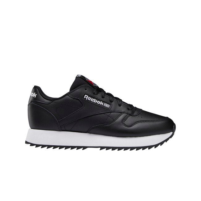 REEBOK WOMENS CLASSIC LEATHER RIPPLE - CORE BLACK/CORE BLACK/FTWR WHITE