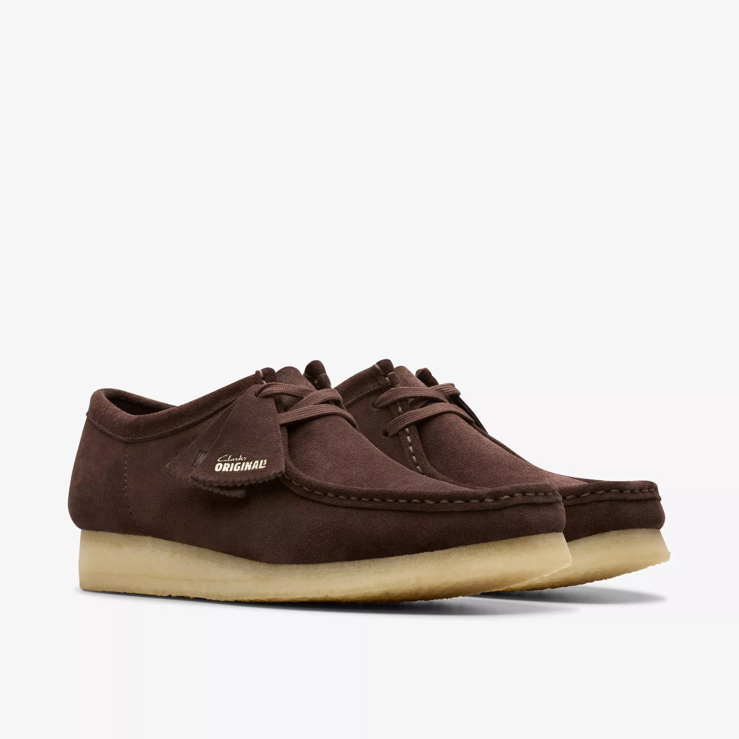 CLARKS WALLABEE LACE UP SHOE - DARK BROWN SUEDE