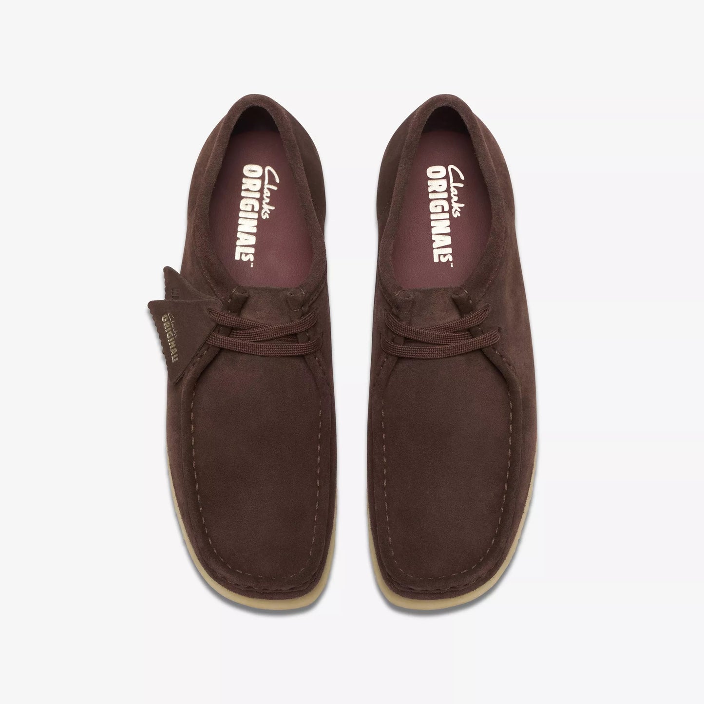 CLARKS WALLABEE LACE UP SHOE - DARK BROWN SUEDE