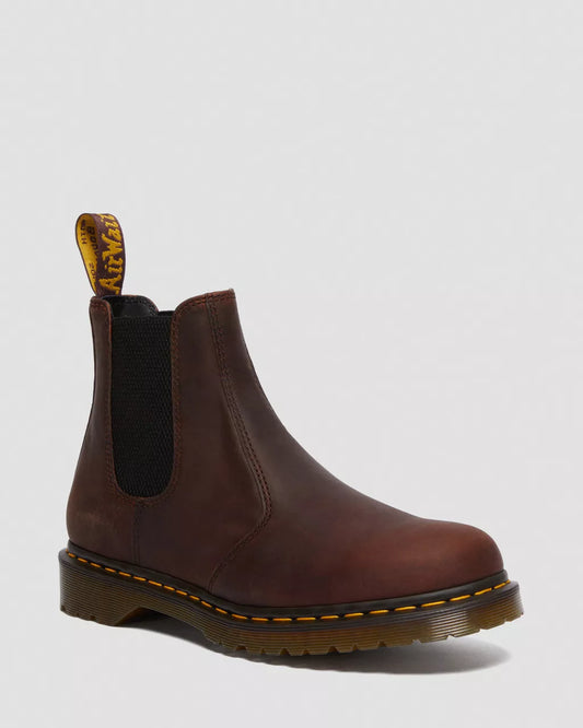DR MARTENS 2976 WAXED FULL GRAIN LEATHER CHELSEA BOOTS - CHESTNUT BROWN