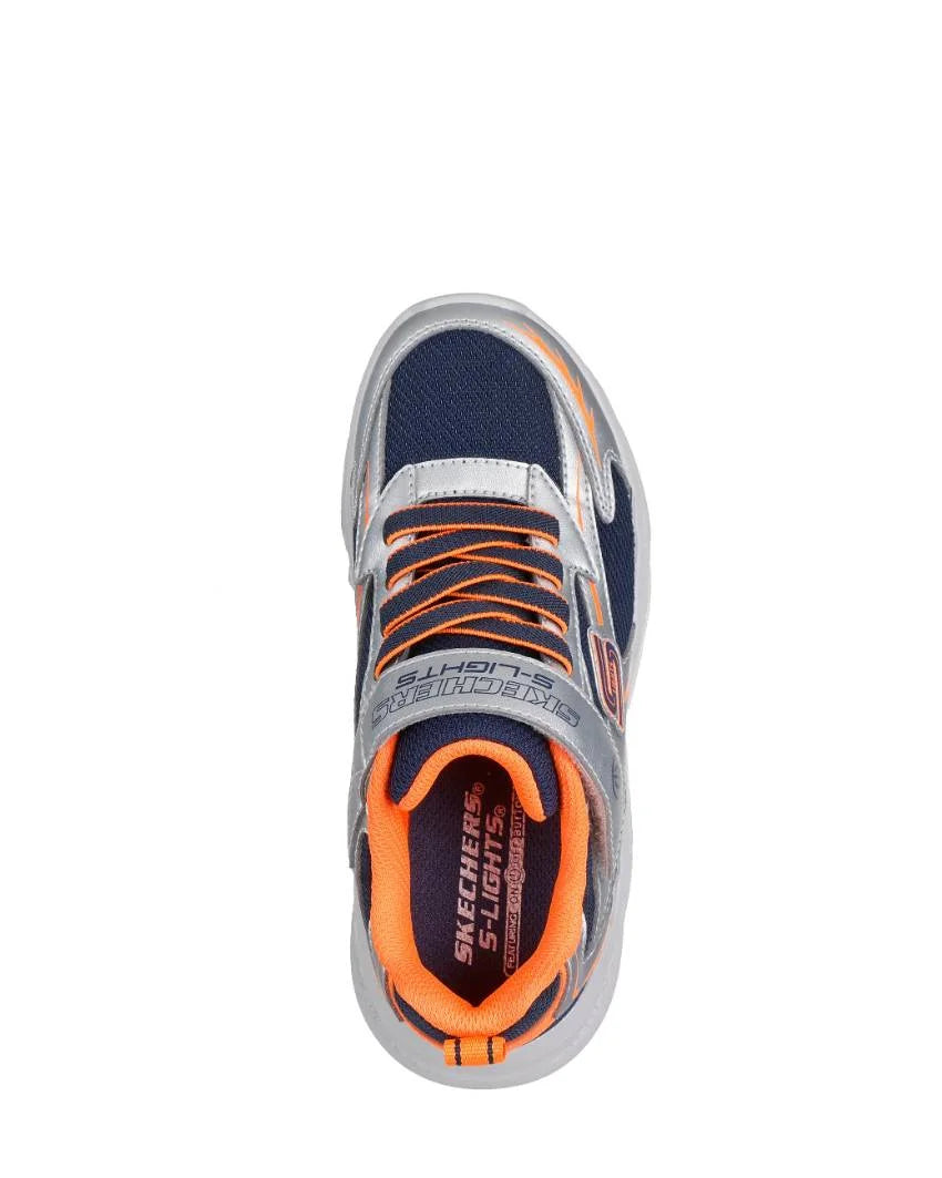 SKECHERS KIDS S LIGHTS METEOR LIGHTS GLOW STRIDER - SILVER/ORANGE