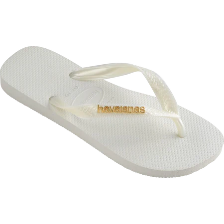 HAVAIANAS WOMENS TOP LOGO METAL - WHITE/GOLD