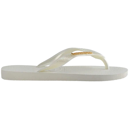 HAVAIANAS WOMENS TOP LOGO METAL - WHITE/GOLD