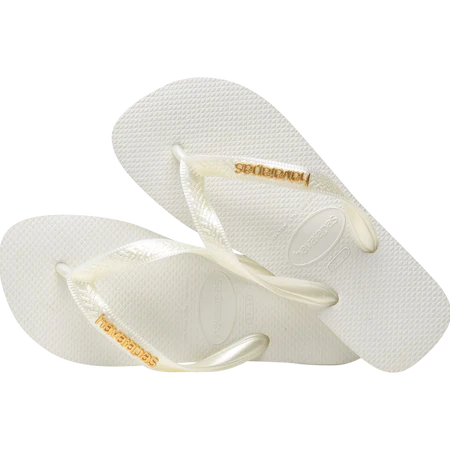 HAVAIANAS WOMENS TOP LOGO METAL - WHITE/GOLD