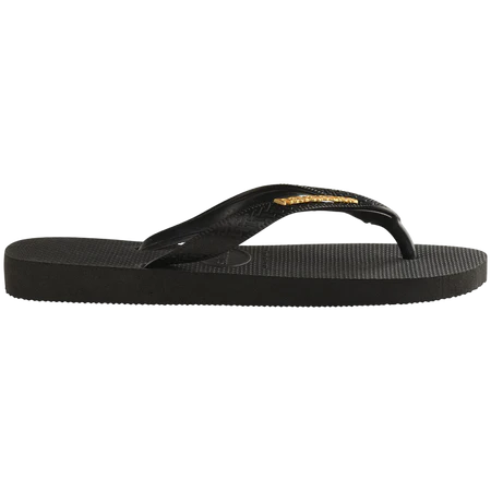 HAVAIANAS TOP LOGO METALLIC JANDAL - BLACK/GOLD