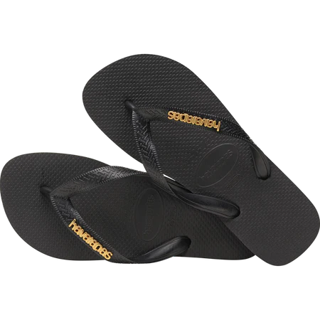 HAVAIANAS TOP LOGO METALLIC JANDAL - BLACK/GOLD