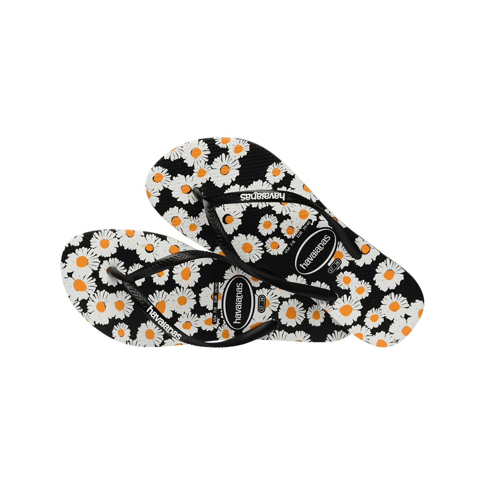 HAVAIANAS SLIM DAISY - BLACK/YELLOW