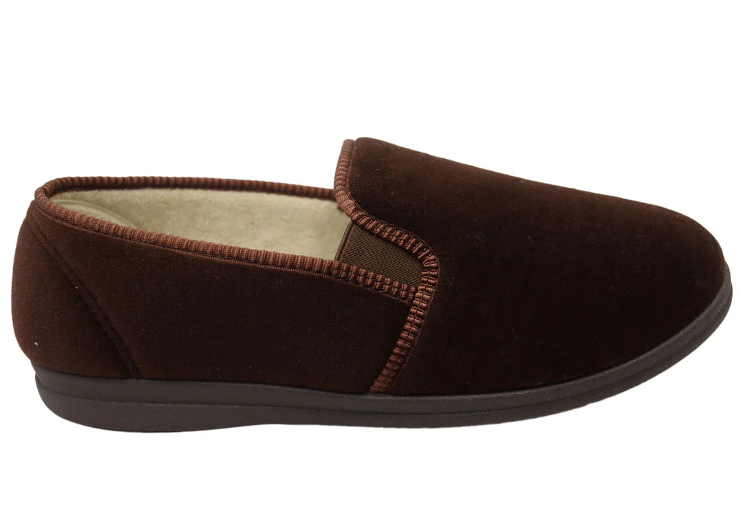 GROSBY MENS PERCY SLIPPERS - CHOCOLATE