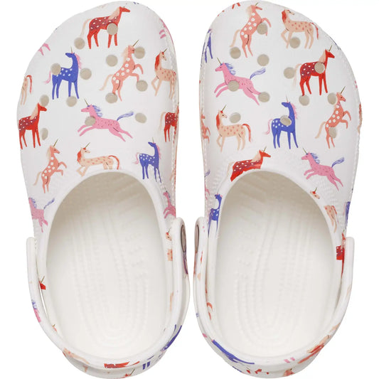 CROCS KIDS CLASSIC CHARACTER PRINT CLOG - UNICORN