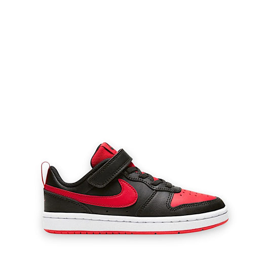 NIKE KIDS COURT BOROUGH LOW 2 (PSV) - BLACK/UNIVERSITY RED-WHITE