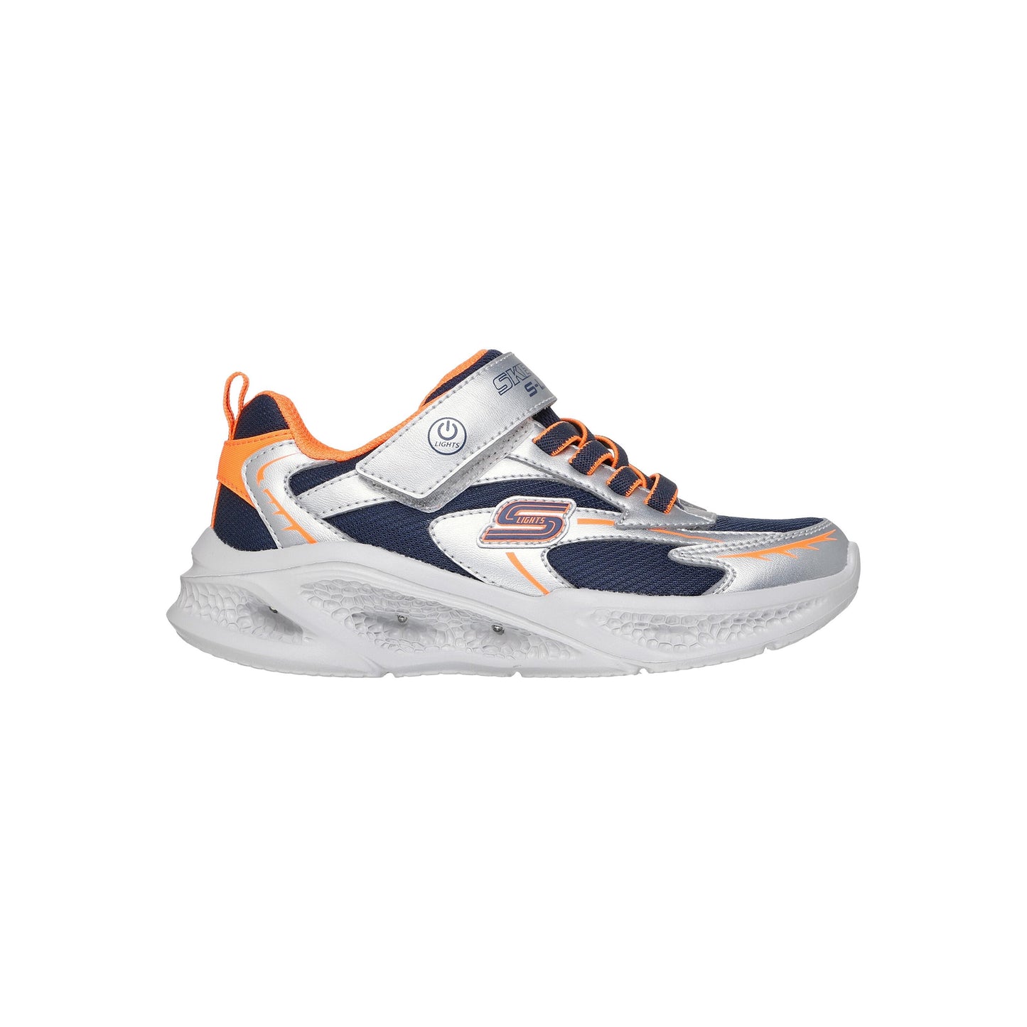 SKECHERS KIDS S LIGHTS METEOR LIGHTS GLOW STRIDER - SILVER/ORANGE