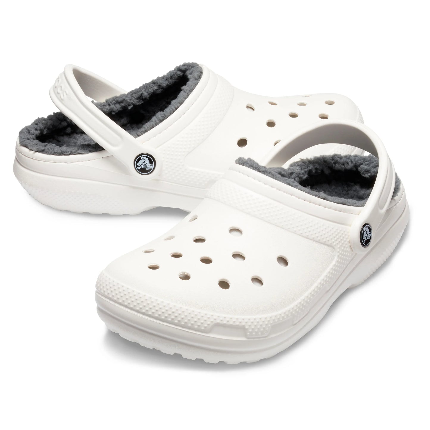 CROCS CLASSIC LINED CLOG - WHITE/GREY