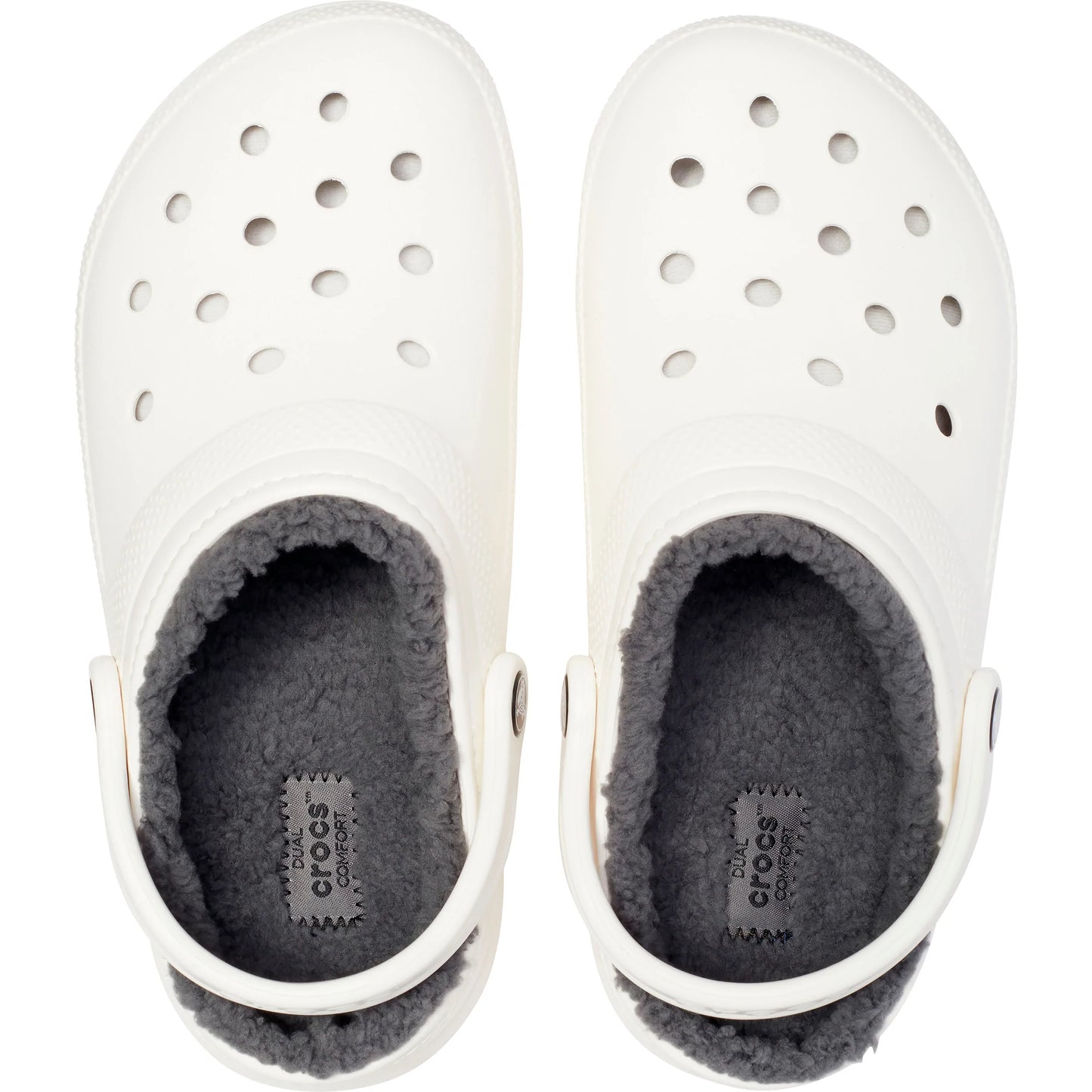 CROCS CLASSIC LINED CLOG - WHITE/GREY