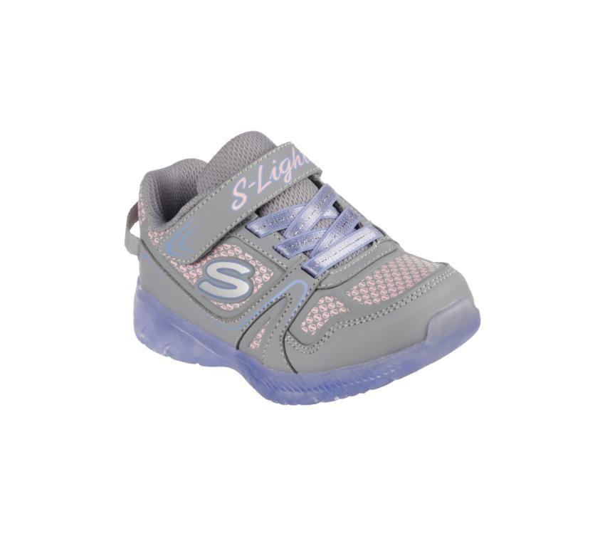 SKECHERS INFANTS S LIGHTS: ILLUMI-BRIGHTS MOON BOUNCER - GREY/LAVENDER