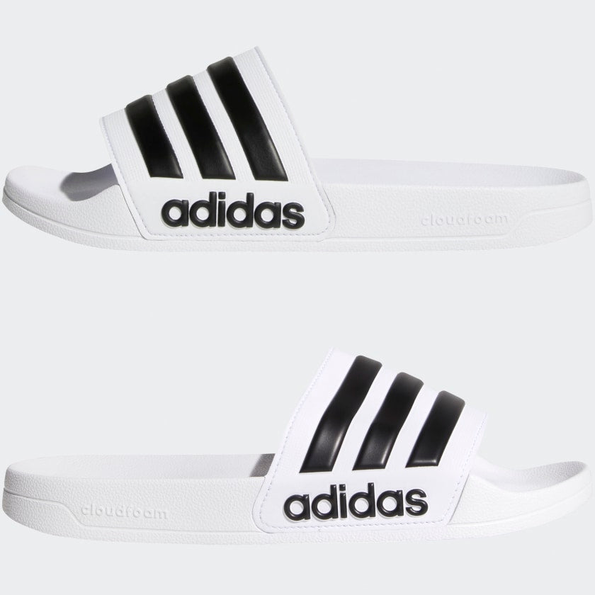 ADIDAS ADILETTE SHOWER SLIDES - Cloud White / Core Black / Cloud White