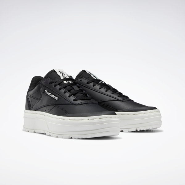 REEBOK WOMENS CLUB C DOUBLE GEO - CORE BLACK/FEATHER WHITE/PURE GREY