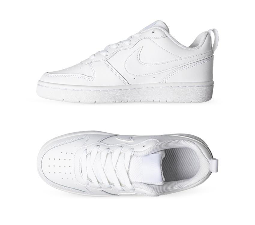 NIKE YOUTH COURT BOROUGH LOW 2 - WHITE/WHITE-WHITE