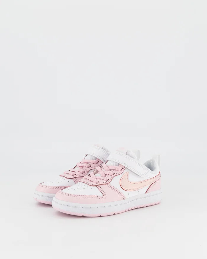 NIKE KIDS COURT BOROUGH LOW 2 SE1 - WHITE/PINK FOAM