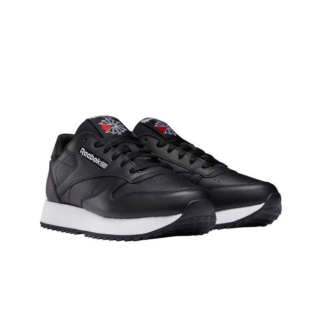 REEBOK WOMENS CLASSIC LEATHER RIPPLE - CORE BLACK/CORE BLACK/FTWR WHITE